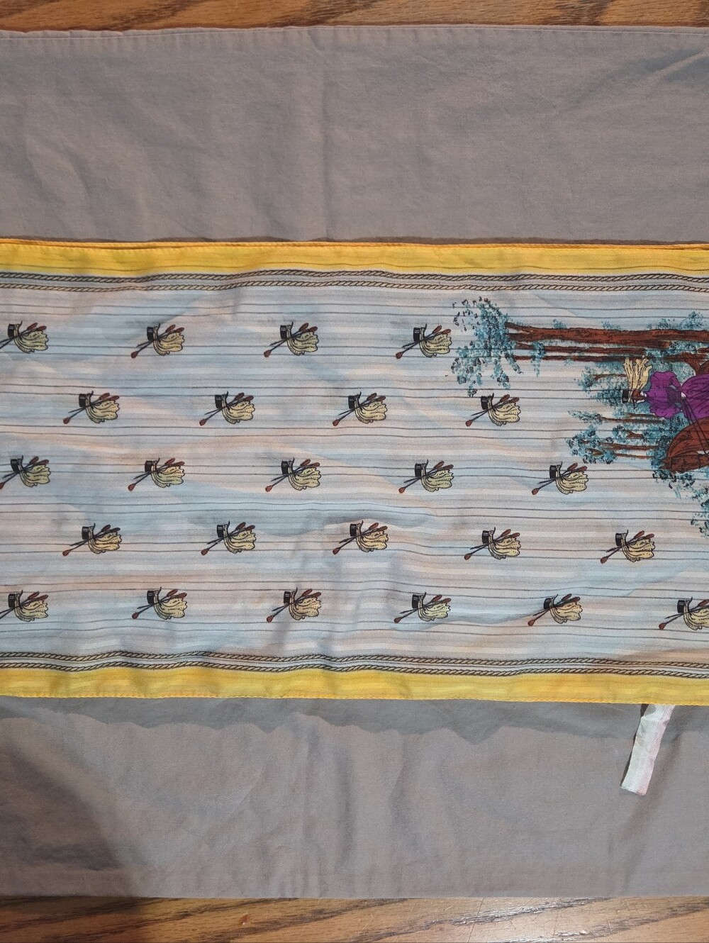 Vintage Equestrian Scarf with Horse and Rider Print